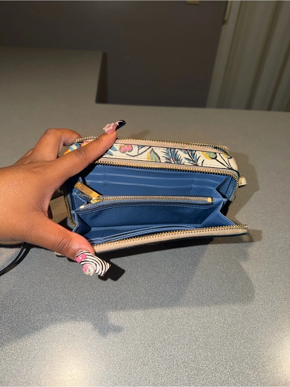 Tory Burch Floral Print Cream Crossbody Bag
